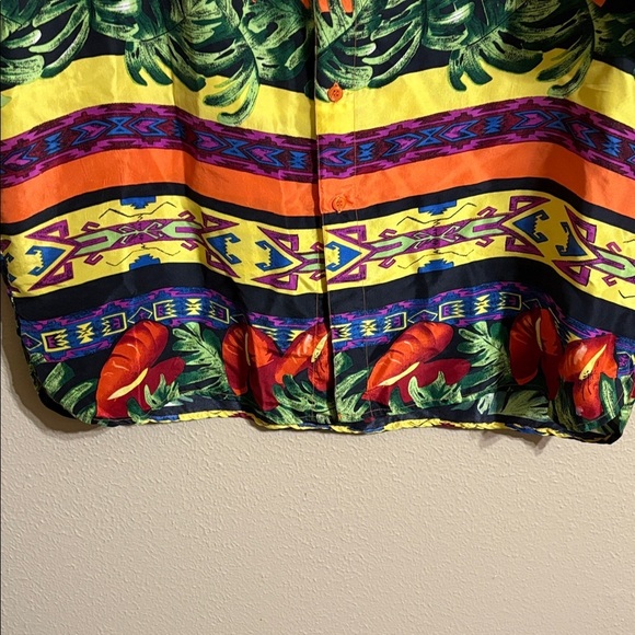 Silk Vibrant Multicolor Button-Up Shirt - Picture 5 of 9